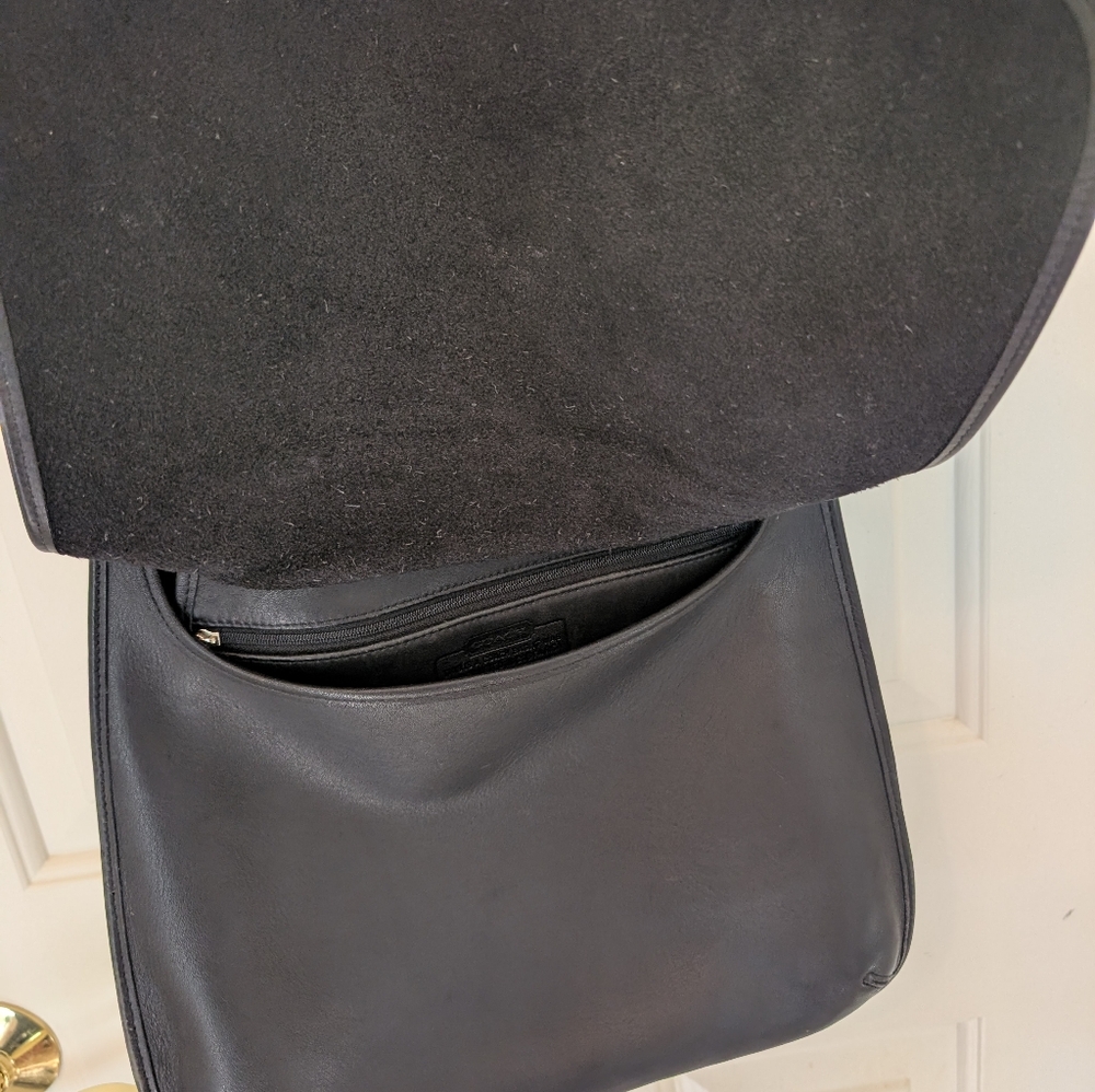 Coach Vintage Hippie Flap Saddle Soft Black Leather Large Crossbody Bag 9134 - Picture 5 of 14